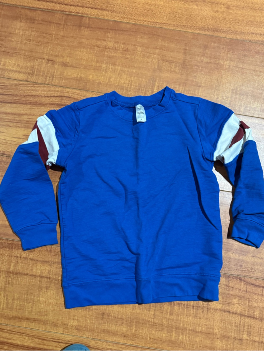 Carter's Royal Blue Long Sleeve Tee with White and Maroon Sleeve Stripes